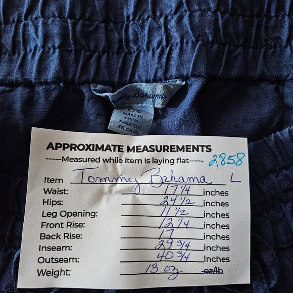 Tommy Bahama Womens Large Linen Drawstring Pants Navy Blue Relaxed Loungewear - Picture 9 of 10